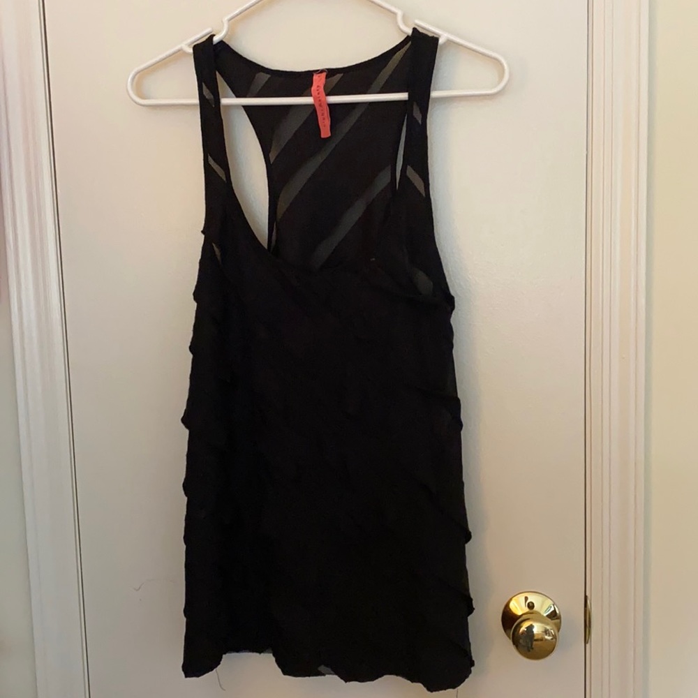 Beautiful black tank top ruffled tiered.